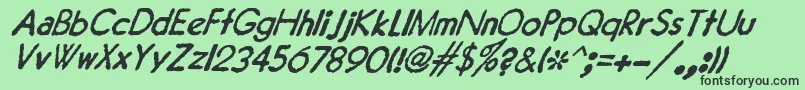 フォントJMH Typewriter Sans Italic – 緑の背景に黒い文字