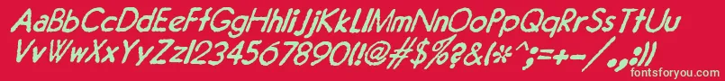 JMH Typewriter Sans Italic Font – Green Fonts on Red Background