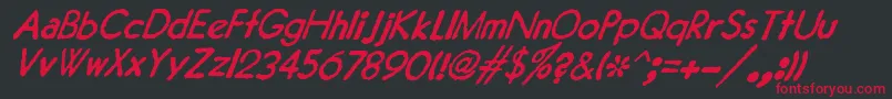 JMH Typewriter Sans Italic-fontti – punaiset fontit mustalla taustalla