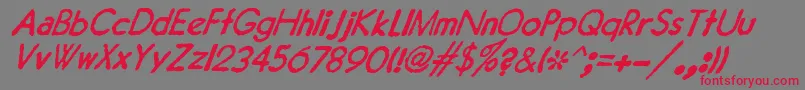 フォントJMH Typewriter Sans Italic – 赤い文字の灰色の背景