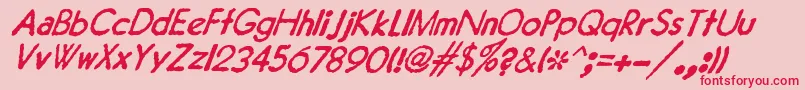 Шрифт JMH Typewriter Sans Italic – красные шрифты на розовом фоне