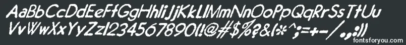 JMH Typewriter Sans Italic-fontti – valkoiset fontit mustalla taustalla
