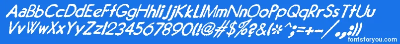 フォントJMH Typewriter Sans Italic – 青い背景に白い文字