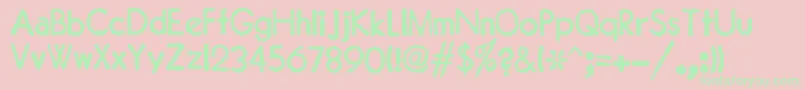 JMH Typewriter Sans-Schriftart – Grüne Schriften auf rosa Hintergrund