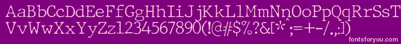 JMH Typewriter Thin-fontti – vaaleanpunaiset fontit violetilla taustalla