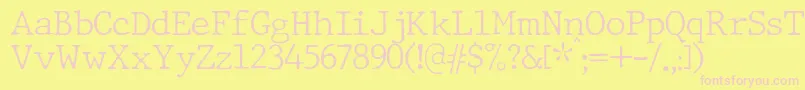 JMH Typewriter Thin-Schriftart – Rosa Schriften auf gelbem Hintergrund