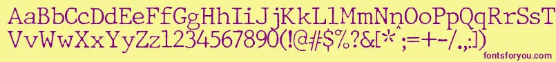 JMH Typewriter Thin Font – Purple Fonts on Yellow Background