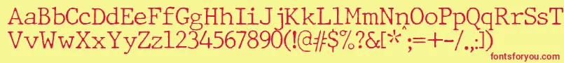 JMH Typewriter Thin Font – Red Fonts on Yellow Background