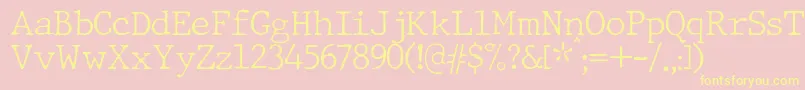 Fonte JMH Typewriter Thin – fontes amarelas em um fundo rosa