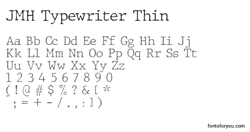 Schriftart JMH Typewriter Thin (130995) – Alphabet, Zahlen, spezielle Symbole