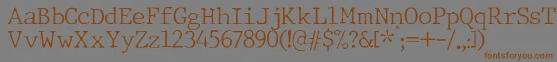 Подробнее о шрифте JMH Typewriter Thin Шрифт JMH Typewriter Thin – коричневые шрифты на сером фоне
