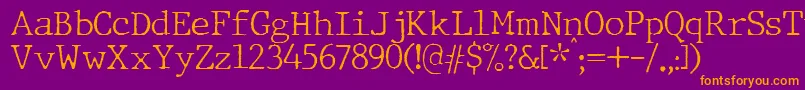 Czcionka JMH Typewriter Thin – pomarańczowe czcionki na fioletowym tle