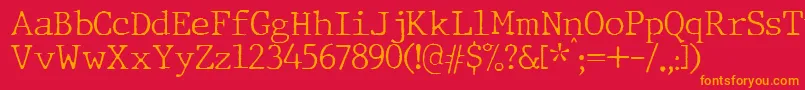 フォントJMH Typewriter Thin – 赤い背景にオレンジの文字