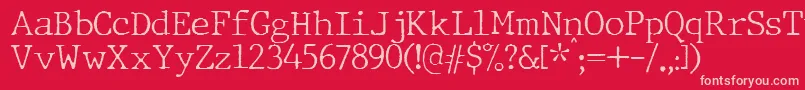Подробнее о шрифте JMH Typewriter Thin Шрифт JMH Typewriter Thin – розовые шрифты на красном фоне