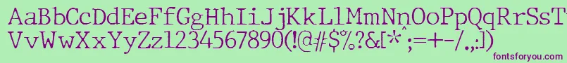Fonte JMH Typewriter Thin – fontes roxas em um fundo verde