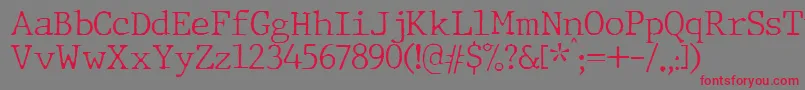 JMH Typewriter Thin-Schriftart – Rote Schriften auf grauem Hintergrund