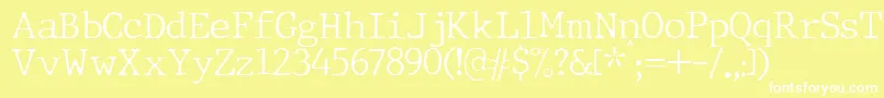 Fonte JMH Typewriter Thin – fontes brancas em um fundo amarelo