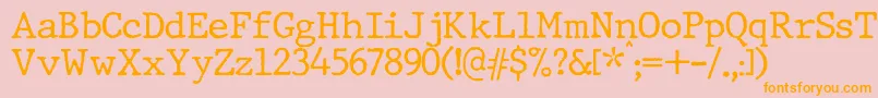 Weitere Informationen zur JMH Typewriter-Schriftart JMH Typewriter-Schriftart – Orangefarbene Schriften auf rosa Hintergrund