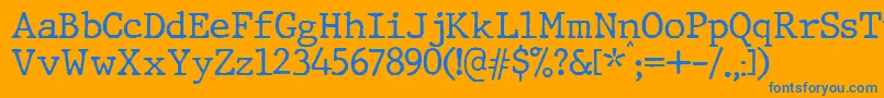 JMH Typewriter-Schriftart – Blaue Schriften auf orangefarbenem Hintergrund