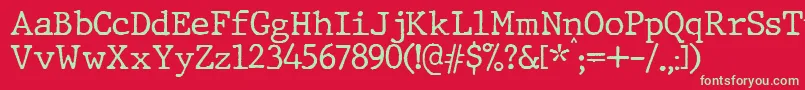 フォントJMH Typewriter – 赤い背景に緑の文字