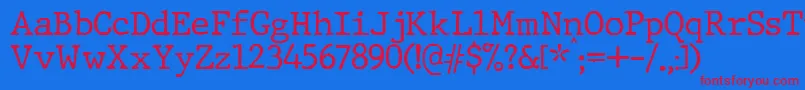 JMH Typewriter Font – Red Fonts on Blue Background