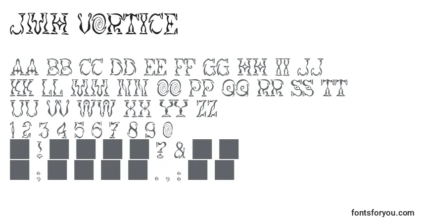 Schriftart JMH Vortice – Alphabet, Zahlen, spezielle Symbole