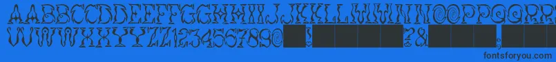 JMH Vortice Font – Black Fonts on Blue Background