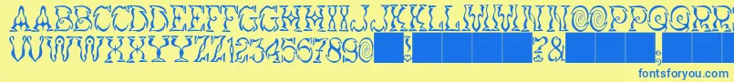 More about JMH Vortice Font JMH Vortice Font – Blue Fonts on Yellow Background