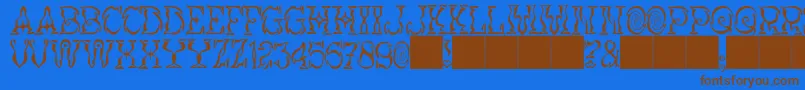 JMH Vortice-Schriftart – Braune Schriften auf blauem Hintergrund