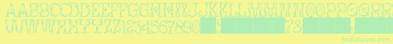 JMH Vortice Font – Green Fonts on Yellow Background