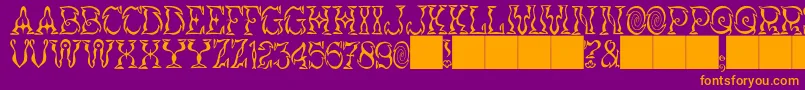 JMH Vortice-Schriftart – Orangefarbene Schriften auf violettem Hintergrund