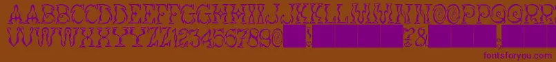 Weitere Informationen zur JMH Vortice-Schriftart JMH Vortice-Schriftart – Violette Schriften auf braunem Hintergrund