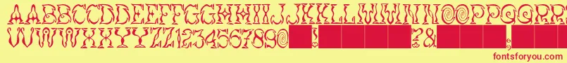 JMH Vortice Font – Red Fonts on Yellow Background