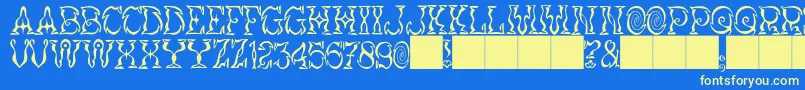 JMH Vortice Font – Yellow Fonts on Blue Background