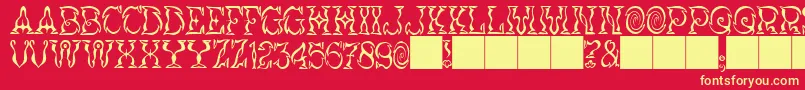 JMH Vortice Font – Yellow Fonts on Red Background