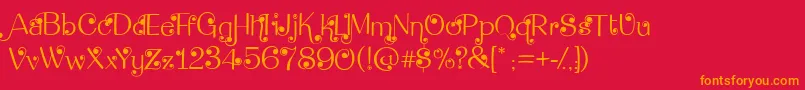 フォントDeanmartinSwing – 赤い背景にオレンジの文字
