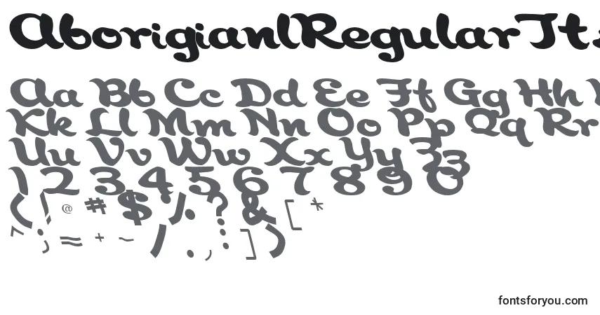 characters of aborigianlregularttstd font, letter of aborigianlregularttstd font, alphabet of  aborigianlregularttstd font