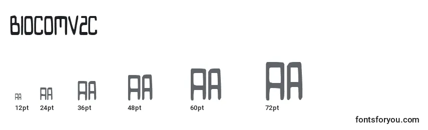 sizes of biocomv2c font, biocomv2c sizes
