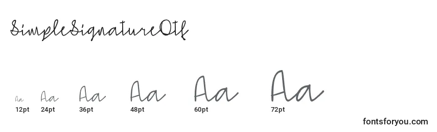 sizes of simplesignatureotf font, simplesignatureotf sizes