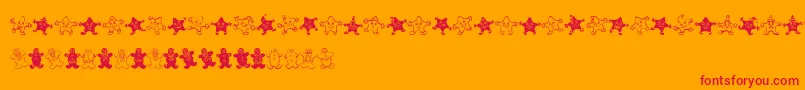 Czcionka Wwgingerbread – czerwone czcionki na pomarańczowym tle