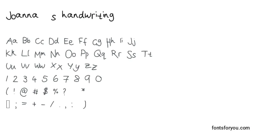 A fonte Joanna  s handwriting – alfabeto, números, caracteres especiais