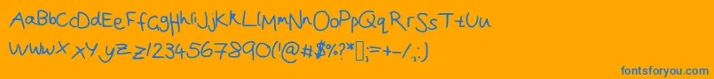 Joanna  s handwriting Font – Blue Fonts on Orange Background