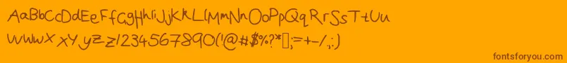 Joanna  s handwriting Font – Brown Fonts on Orange Background