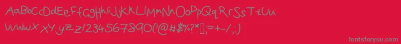 Joanna  s handwriting Font – Gray Fonts on Red Background