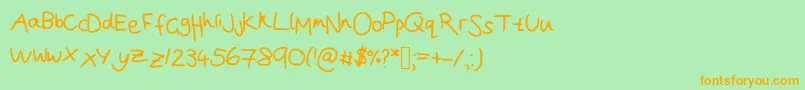 Joanna  s handwriting Font – Orange Fonts on Green Background