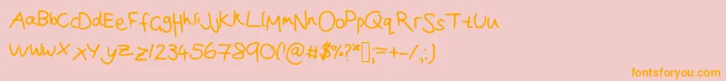 Joanna  s handwriting Font – Orange Fonts on Pink Background