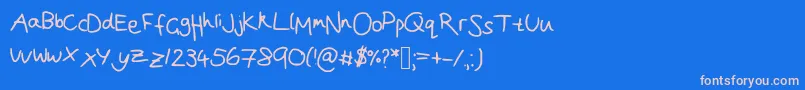 Joanna  s handwriting Font – Pink Fonts on Blue Background