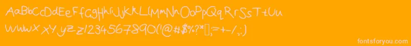 Joanna  s handwriting Font – Pink Fonts on Orange Background