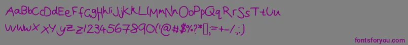 Joanna  s handwriting Font – Purple Fonts on Gray Background