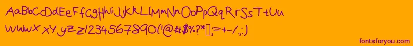 Joanna  s handwriting Font – Purple Fonts on Orange Background